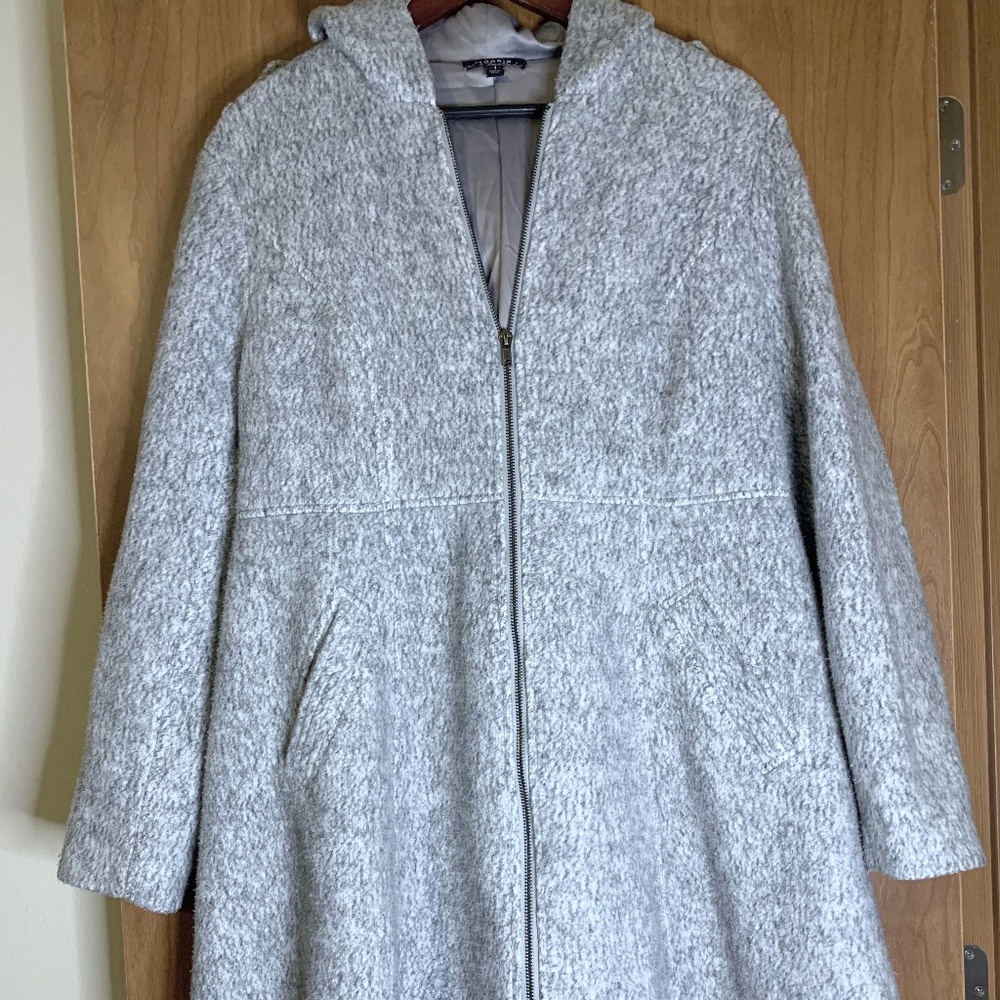Torrid Marled Light Grey Hacci Fit & Flare Coat With Hood